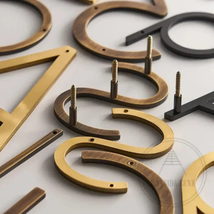 House Numbers and Letters Bayside Luxe Signage - Solid Brass Black Numbers and Letters - Watson's Bay 25cm