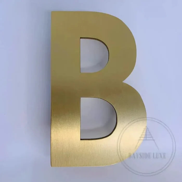 House Numbers and Letters Bayside Luxe Signage - Solid Satin Brass Floating Numbers and Letters - Beaumaris Bay 10cm