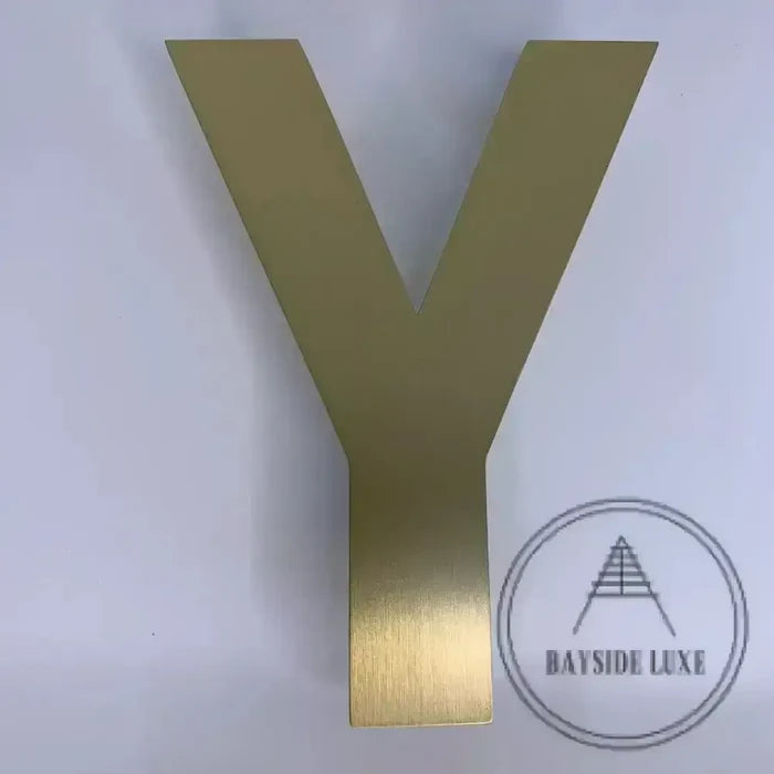 House Numbers and Letters Bayside Luxe Signage - Solid Satin Brass Floating Numbers and Letters - Beaumaris Bay 20cm