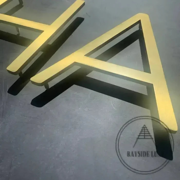 House Numbers and Letters Bayside Luxe Signage - Solid Satin Brass Floating Numbers and Letters - Watson's Bay 25cm