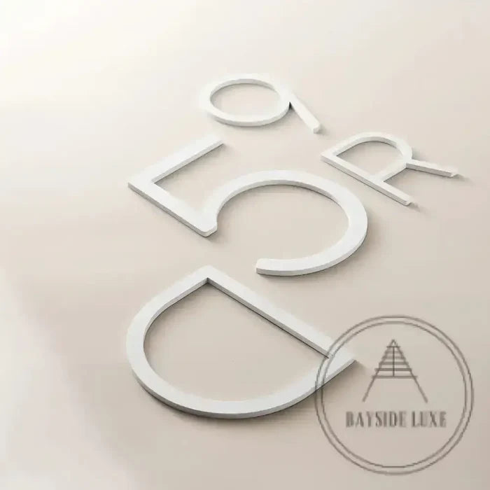 House Numbers and Letters Bayside Luxe Signage - Solid White Brass Numbers and Letters - Watson's Bay 10cm