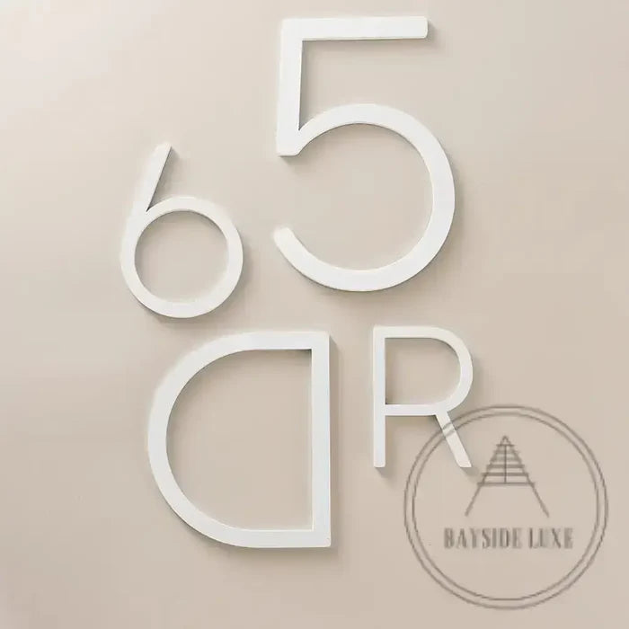 House Numbers and Letters Bayside Luxe Signage - Solid White Brass Numbers and Letters - Watson's Bay 15cm