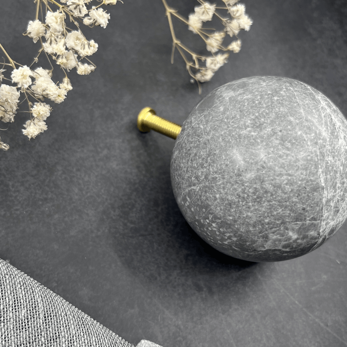 Bayside Luxe Tundra Grey Marble Door Knob - 60mm