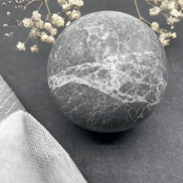 Bayside Luxe Tundra Grey Marble Door Knob - 60mm