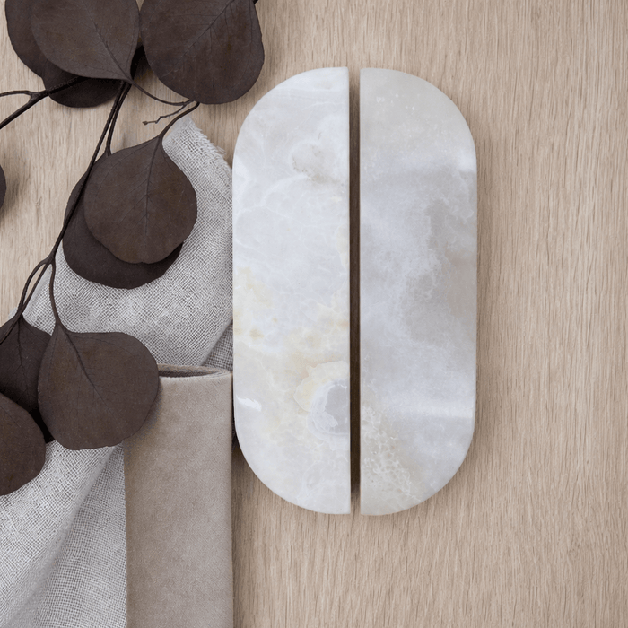 Cabinet Knobs & Handles Bayside Luxe White Onyx Cabinetry Handles - 160mm (Pair)