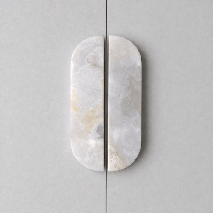 Cabinet Knobs & Handles Bayside Luxe White Onyx Cabinetry Handles - 160mm (Pair)