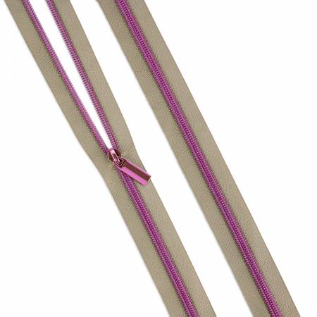 Beige #5 Nylon Tula Pink Coil Zipper 3yds and 9 Pulls