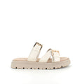 Beige bekväm sandal med justerbara remmar & stabil sula