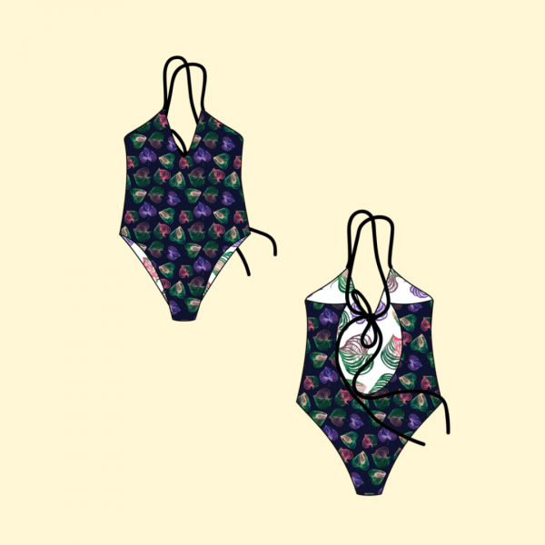 Bernice Reversible Halter One Piece Swimsuit Printed Pattern