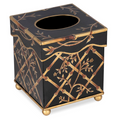 Black Bamboo and Floral Tissue Holder or Wastepaper Basket by The Enchanted Home