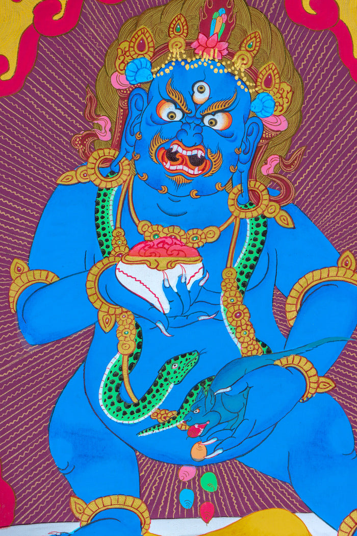 Black Zambala Thangka Painting for spiritual wealth.