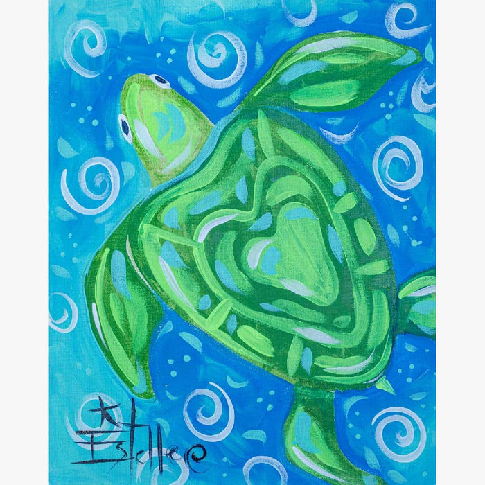 Blue and Green Watercolor Turtle Pillow