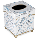 Blue Bamboo and Floral Tissue Holder or Wastepaper Basket by The Enchanted Home