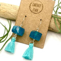 Blue Jade Tassel Earrings