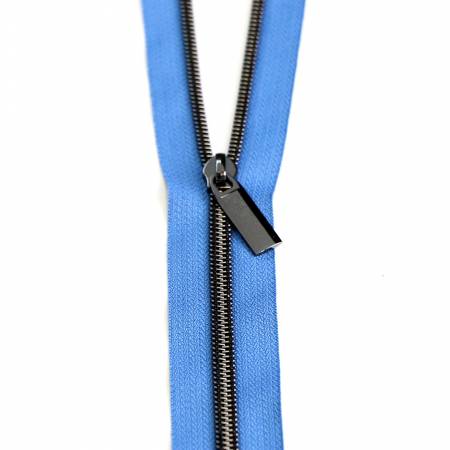 Blue Jean #5 Nylon Gunmetal Coil Zippers: 3 Yards with 9 Pulls