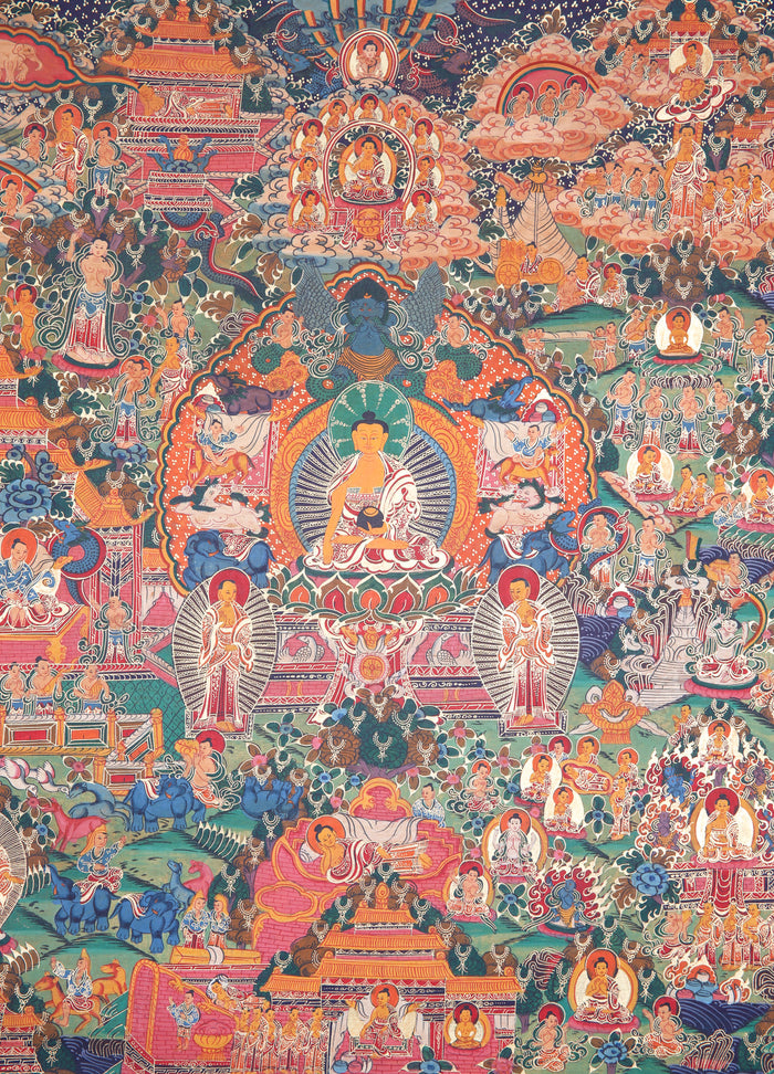 Buddha Life Thangka Painting for wall decor.