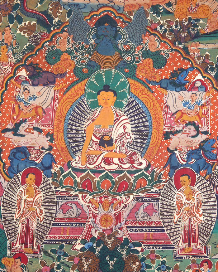 Buddha Life Thangka Painting for wall decor.