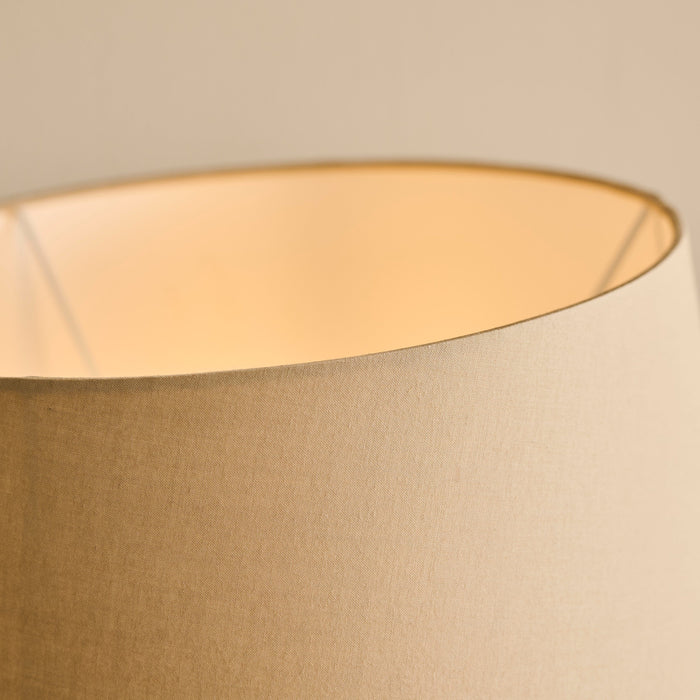 Burcot 28cm Jet Black Mango Wood Lamp Base with Coningsby 30cm Shade - Taupe - Laura James