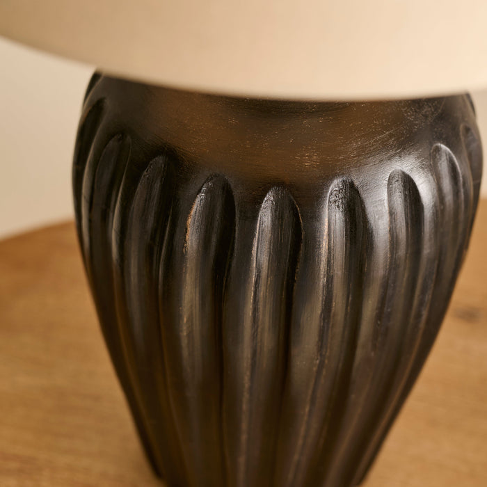 Burcot Black Mango Wood Lamp Coningsby Taupe Cotton Lampshade - 30cm