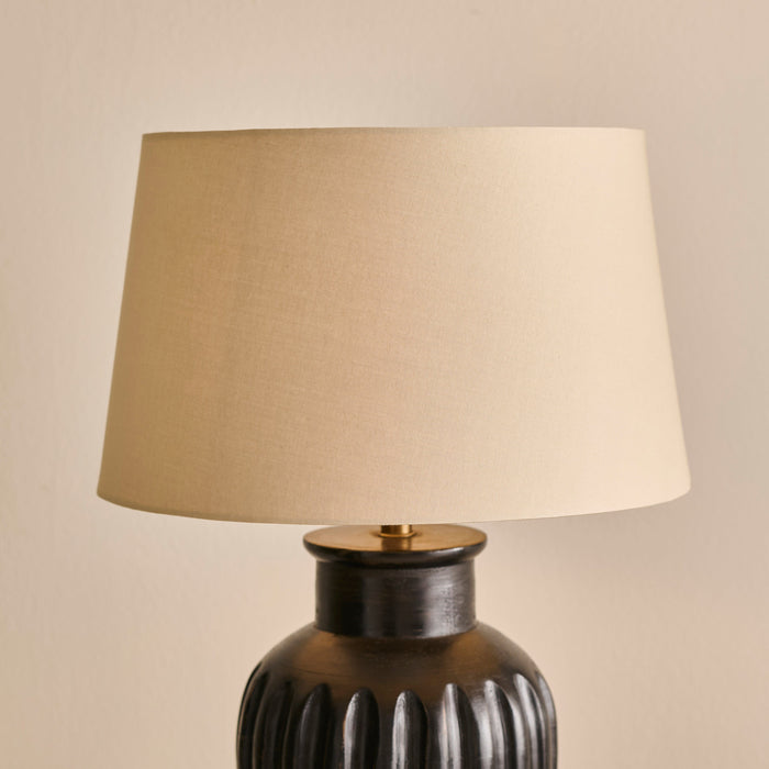 Burcot 28cm Jet Black Mango Wood Lamp Base with Coningsby 30cm Shade - Taupe - Laura James