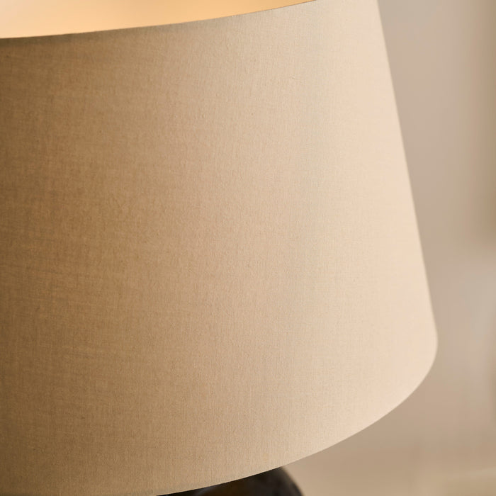 Burcot 28cm Jet Black Mango Wood Lamp Base with Coningsby 30cm Shade - Taupe - Laura James