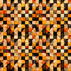 Burnt Orange Checkboard Geo- A Haunting We Will Go