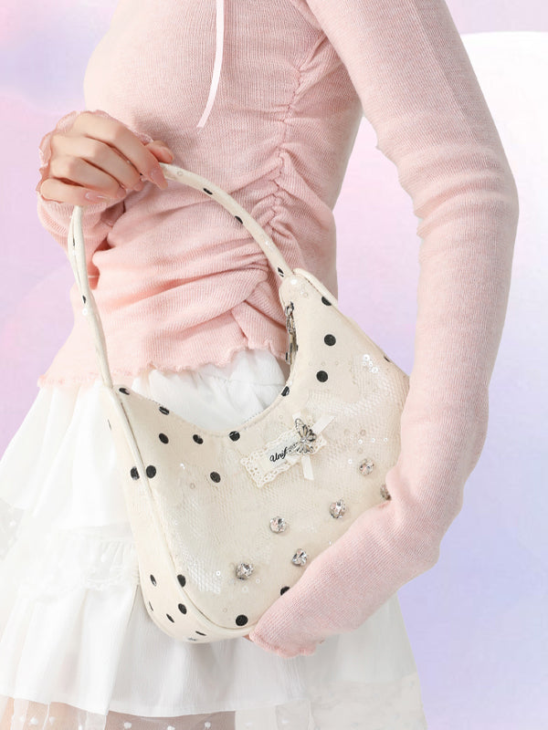 Butterfly Decor Crescent Bag