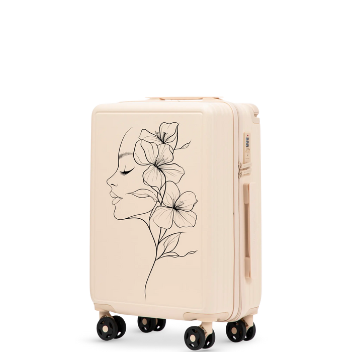 Walizka kabinowa Wings ABS+ 20" Customized  DIRTY WHITE FLOWER customized