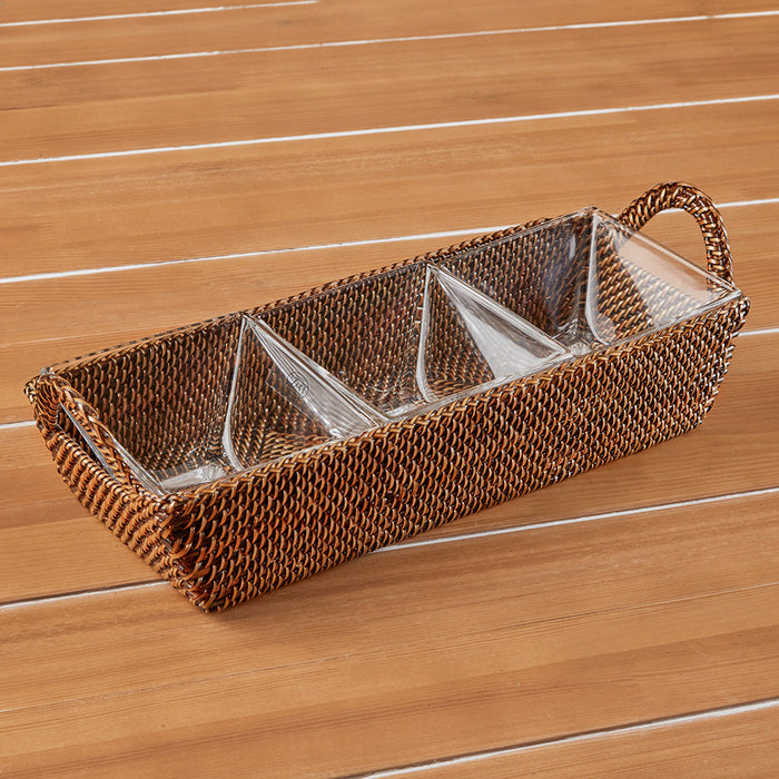 Calaisio Three Compartment Woven Serving Tray