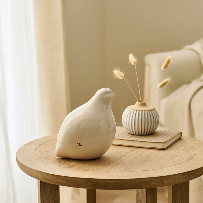 Cali 16.5cm Ceramic Bird Ornament - Off White - Laura James