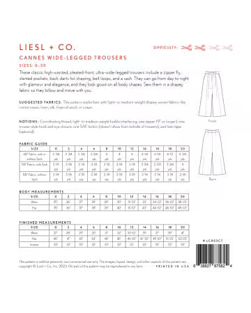 Cannes Wide Legged Trousers pattern