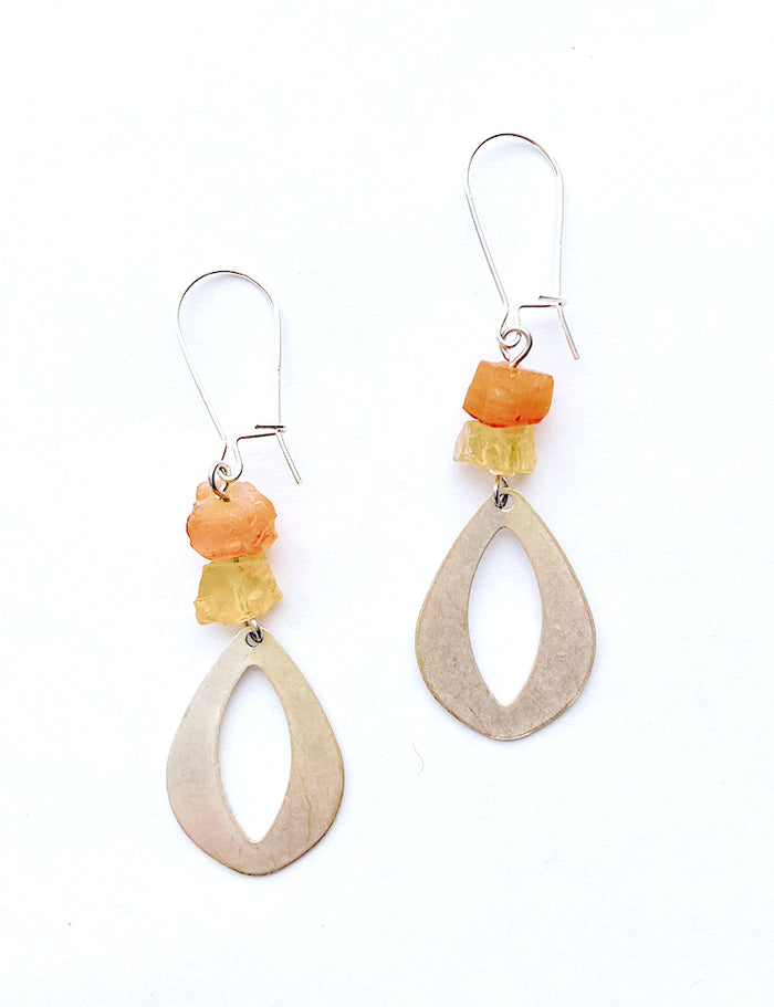 Carnelian + Silver Drop Earrings