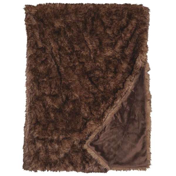 Cave Bear dark brown faux fur throw blanket