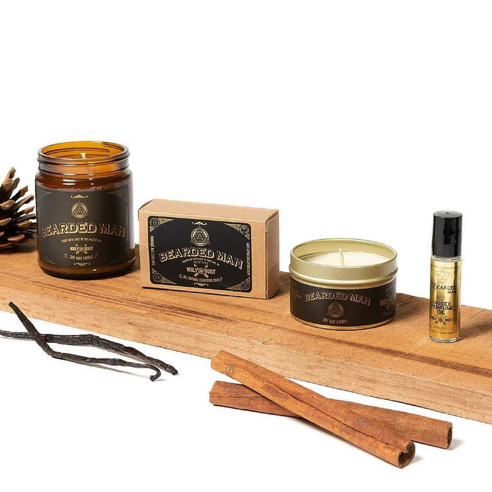 Cedarwood & Cinnamon --- Soy Wax Candle --- Bearded Man