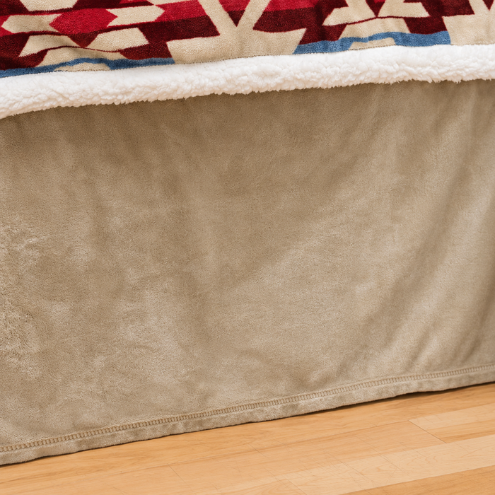 Detail champagne soft plush bedskirt