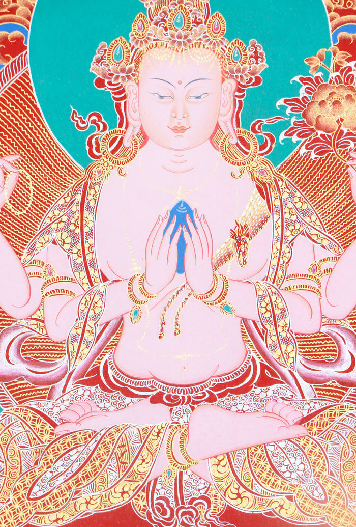 Chengresi Thangka Painting for wall decor.