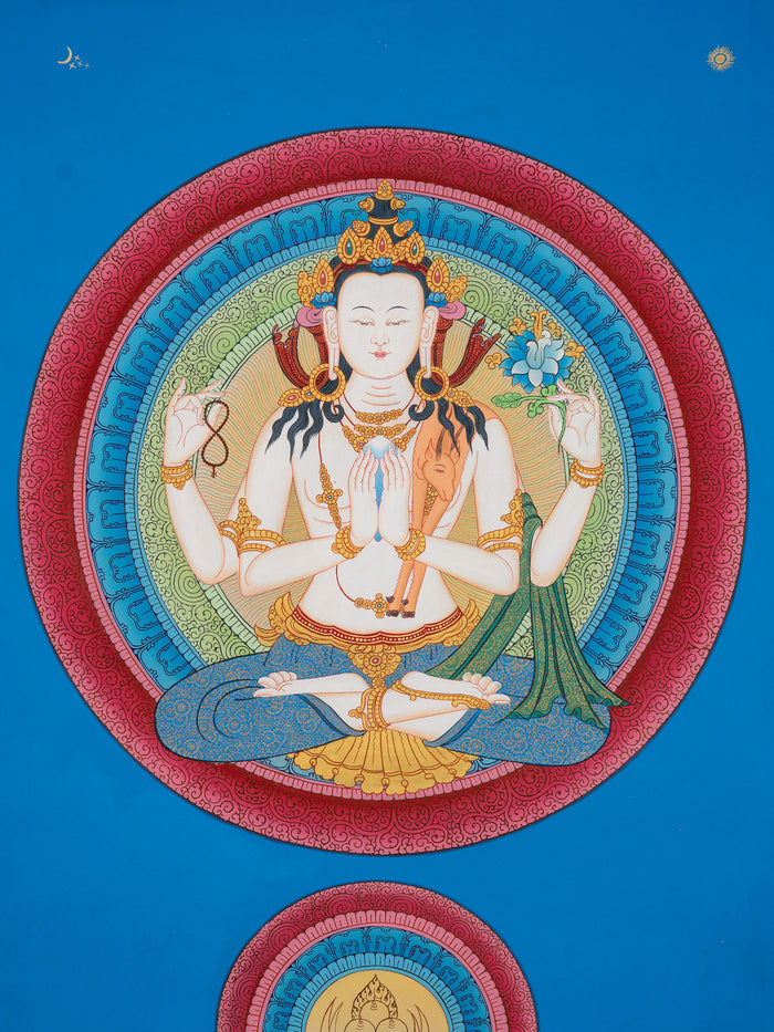 Chenrezig Thangka Painting for enlightenment.