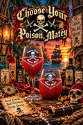 🏴‍☠️💀 Choose Your Poison Matey-Skull & Crossbones — Bling Glitter Wine Glasses (Pirate Theme Collection) 💀🏴‍☠️