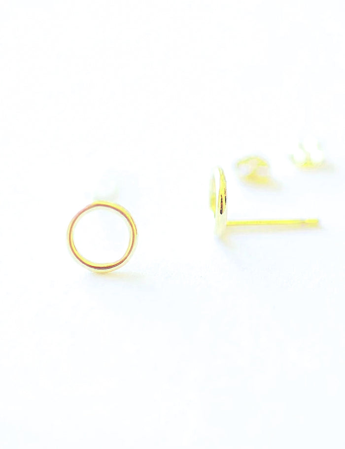 Circle Post Earrings - 14K Gold