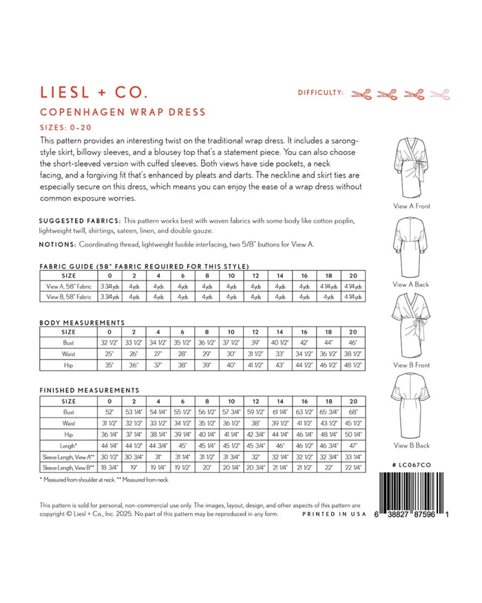 Copenhagen Wrap Dress pattern by Liesl & Co