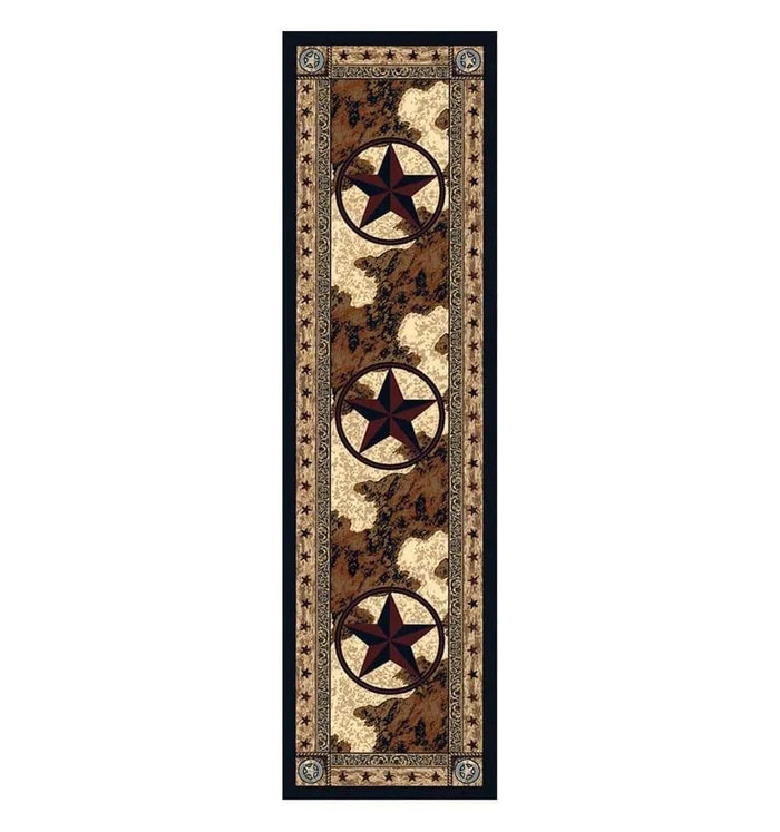 Cowhide Print & Western Star Floor Runner made in the USA - Your Western Decor