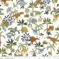 Cretaceous Jungle Dinos Off White Flannel