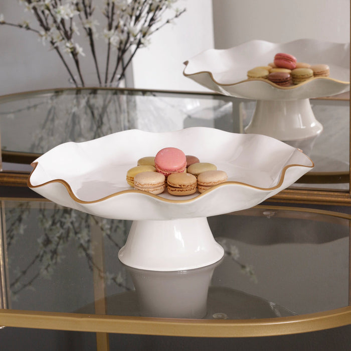 Beatriz Ball Encanto Carola Pedestal Cake Plate — With macarons on a mirrored trolley