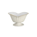 Beatriz Ball Encanto Vienna Medium Grissini Pedestal Cream and white — Cream-and-white oval pedestal dish isolated on white