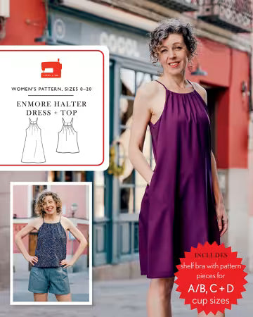 Enmore Halter Dress and Top pattern by Liesl & Co.