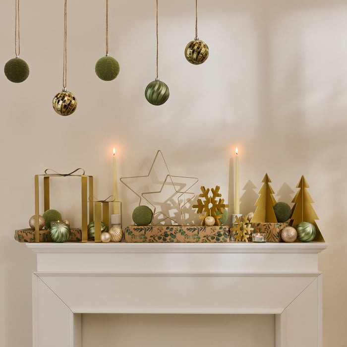 Falun Metal Present Ornaments - Set of 2 - Gold - Laura James