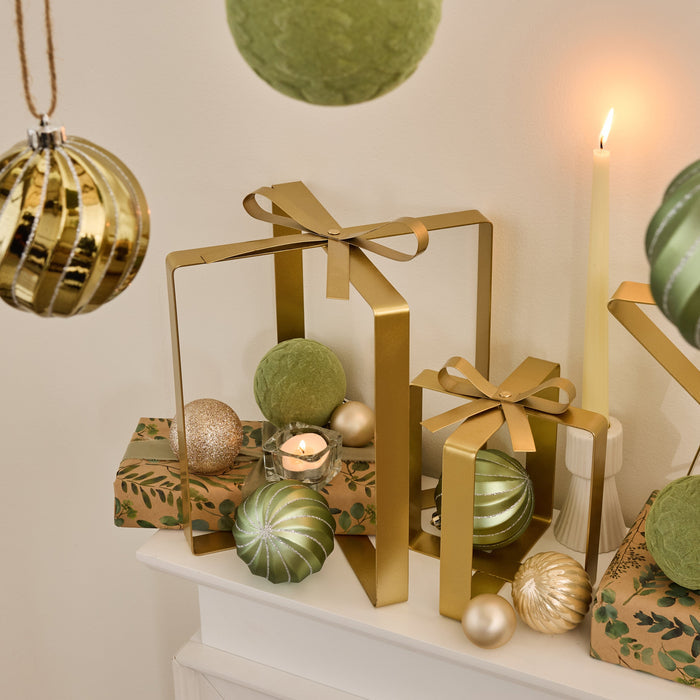 Falun Metal Present Ornaments - Set of 2 - Gold - Laura James