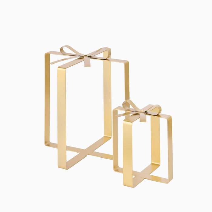 Falun Metal Present Ornaments - Set of 2 - Gold - Laura James