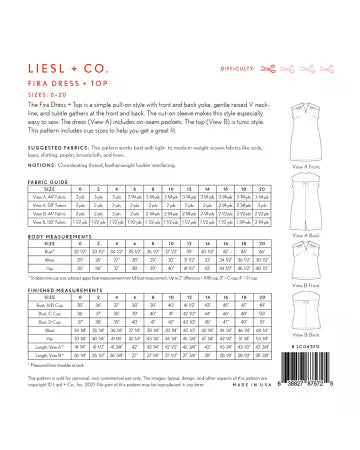 Fira Dress and Top pattern by Liesl & Co