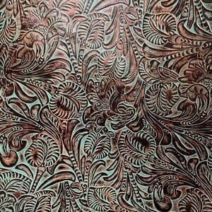 Floral Embossed Turquoise Brown Leather - Your Western Decor